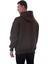 Kahverengi Basic Oversize Soft Touch Kışlık Kapüşonlu Içi Polarlı 3 Iplik Hoodie Sweatshirt 4