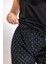 Kadın Siyah Puan Kadife Ip Askı Sabahlık Pantolon 3 Lü Pijama Takım 5