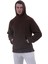 Kahverengi Peluş Kürklü Kışlık Kapüşonlu Pamuk Likralı Kışlık Normal Fit Hoodie Sweatshirt 3
