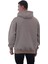 Bej Rengi Basic Oversize Soft Touch Kışlık Kapüşonlu Içi Polarlı 3 Iplik Hoodie Sweatshirt 4