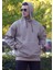 Bej Rengi Basic Oversize Soft Touch Kışlık Kapüşonlu Içi Polarlı 3 Iplik Hoodie Sweatshirt 5
