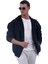 Lacivert Basic Oversize Yumuşak Örme Kışlık Kapüşonlu Içi Polarlı 3 Iplik Fermuarlı Hırka Sweatshirt 1