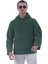 Yeşil Peluş Kürklü Kışlık Kapüşonlu Pamuk Likralı Kışlık Normal Fit Hoodie Sweatshirt 4