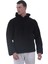 Siyah Peluş Kürklü Kışlık Kapüşonlu Pamuk Likralı Kışlık Normal Fit Hoodie Sweatshirt 1