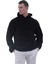 Siyah Peluş Kürklü Kışlık Kapüşonlu Pamuk Likralı Kışlık Normal Fit Hoodie Sweatshirt 3