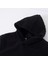 Siyah Peluş Kürklü Kışlık Kapüşonlu Pamuk Likralı Kışlık Normal Fit Hoodie Sweatshirt 5