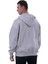 Gri Melanj Basic Oversize Yumuşak Örme Kışlık Kapüşonlu Içi Polarlı 3 Iplik Fermuarlı Hırka Sweatshirt 4