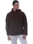 Kahverengi Peluş Kürklü Kışlık Kapüşonlu Pamuk Likralı Kışlık Normal Fit Hoodie Sweatshirt 2