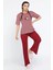 Kısa Kollu Ince Triko Desenli Kadın Pijama Takımı 2