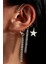 Gümüş Yıldız Detaylı Kulak Deliği Gerektirmeyen Renkli Ear Cuff - Kıkırdak Küpesi 1