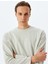 Bisiklet Yaka Uzun Kollu Pamuk Karışımlı Dikiş Detaylı Basic Sweatshirt 1