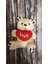 Büyük Boy Lüks Peluş Kalpli Ayıcık Anahtarlık Boyu 14 Cm, Eni 8 cm - Araba Süsü- Çanta Süsü 2