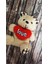 Büyük Boy Lüks Peluş Kalpli Ayıcık Anahtarlık Boyu 14 Cm, Eni 8 cm - Araba Süsü- Çanta Süsü 3