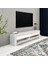 Batı LED Işıklı 2 Kapaklı Tv Ünitesi Tv Sehpası Parlak Beyaz 4