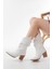 LS-1860 Beyaz Körüklü Kalın Topuklu Günlük Kadın Bot 3