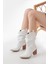 LS-1860 Beyaz Körüklü Kalın Topuklu Günlük Kadın Bot 4