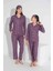 Yeni Sezon Sonbahar/kış Anne / Kız Çocuk Yıldız Desenli Süet Pijama Takımı 2724-10 Lila 1