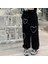 Harajuku Style kumaş Pantolon Eşofman Siyah 2