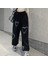 Harajuku Style kumaş Pantolon Eşofman Siyah 5
