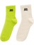 Raining Animals 2'li Açık Renk Paket Pamuklu Unisex Tenis Çorap Logo Nakışlı Krem - Lime Yeşili 1