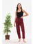 Kadın Ekose Baskılı %100 Pamuk Yumuşak Dokulu Lastikli Bel Relaxed Pijama Altı 5