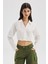 F21 Saten Crop Gömlek 1