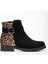 165-204/1 Siyah Süete Leopar Toka Aksesuarlı Fermuarlı Günlük Kadın Bot 4