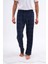 Erkek Ekose Baskılı %100 Pamuk Cepsiz Beli Lastikli Pijama Altı Mavi 1