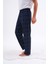 Erkek Ekose Baskılı %100 Pamuk Cepsiz Beli Lastikli Pijama Altı Mavi 3