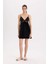Fall in Love V Yaka Dantelli Kadife Askılı Gecelik D6446AX24WN 4