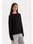 Relax Fit Bisiklet Yaka Basic Düz Triko Kazak D8500AX24WN 4