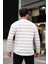 Unique Baskılı Çizgili Erkek Sweatshirt - Bej 3