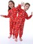 Yılbaşı Temalı Kırmızı %100 Pamuk Interlok Kumaş Kız-Erkek Çocuk Pijama Takımı 3-8 Yaş 1