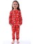 Yılbaşı Temalı Kırmızı %100 Pamuk Interlok Kumaş Kız-Erkek Çocuk Pijama Takımı 3-8 Yaş 4