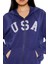 F21 Fransız Terry USA Fermuarlı Kapüşonlu Sweatshirt 3
