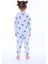 Çiçek Desenli Mavi Kız Çocuk Pijama Takımı 4