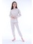 Minimal Çiçek Detaylı Mavi Kız Çocuk Pijama Takımı 4