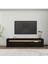 Batı LED Işıklı 2 Kapaklı TV Sehpası – 150 cm – Minimal Tasarım, Ahşap Desenli Siyah 1