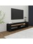Batı LED Işıklı 2 Kapaklı TV Sehpası – 150 cm – Minimal Tasarım, Ahşap Desenli Siyah 4
