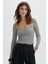 Gri Melanj Uzun Kollu Triko Kazak 1