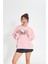 Pembe Bisiklet Yaka Kadın No Fear Ön ve Baskılı Oversize Sweatshirt 1