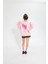 Pembe Bisiklet Yaka Kadın No Fear Ön ve Baskılı Oversize Sweatshirt 5