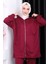 Bordo Kapüşonlu Modal Pantolonlu Takım 3