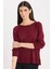 Regular Fit Bisiklet Yaka Basic Düz Bordo Triko Kazak C6818AX24WN 1