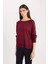 Regular Fit Bisiklet Yaka Basic Düz Bordo Triko Kazak C6818AX24WN 4
