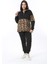 Kadın Büyük Beden Leo Leopar Garnili Sweatshirt Pantolon Ikili Takım 65N38375 2