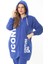 Kadın Büyük Beden Gri Baskı ve Fermuar Detaylı Kapşonlu Sweatshirt Pantolon Takım 65N37128 5
