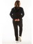 Kadın Büyük Beden Siyah Taş Detaylı Kapşonlu Sweatshirt Pantolon Ikili Takım 65N37052 5