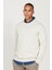 Erkek Bej Standart Fit Normal Kesim Bisiklet Yaka 3 Iplik Pamuklu Sweatshirt 3