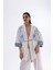 Doğal Nefes Alan Dokulu Kabartma Kumaşlı Nakışlı Kimono Bohem Kaftan Pantolon Yazlık Takım Ekru 1